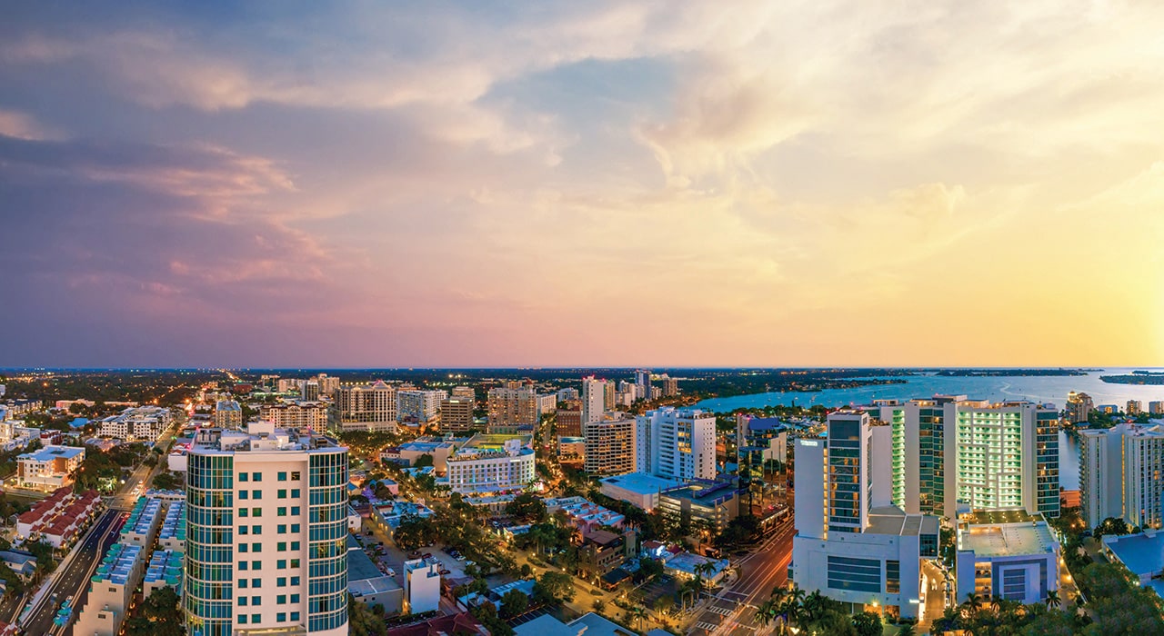 pink skies of downtown sarasota